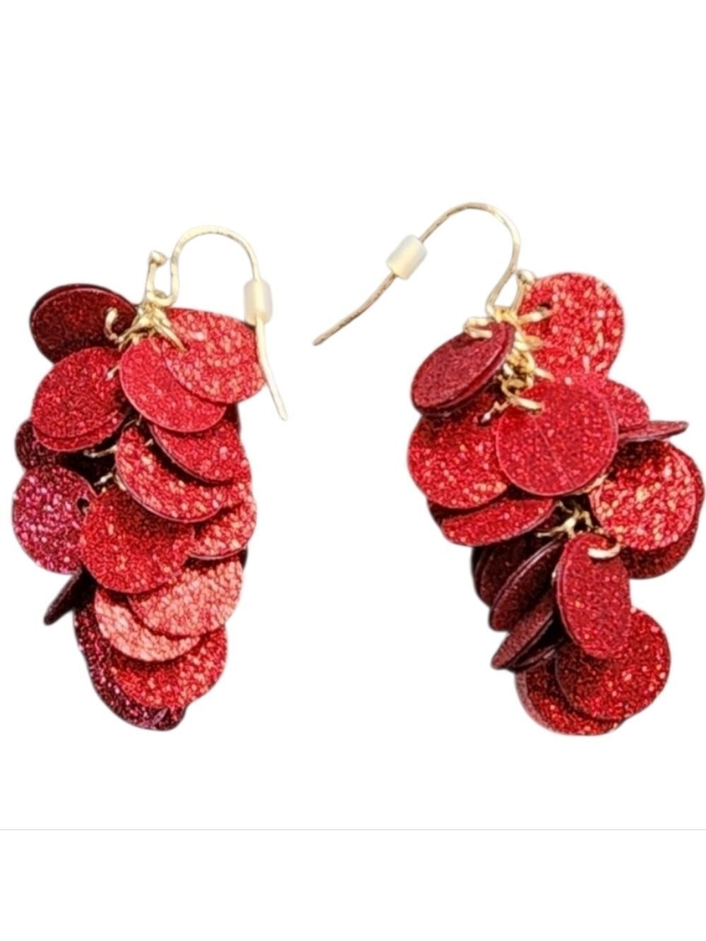 Sparkling Red Sequin Dangle Earrings